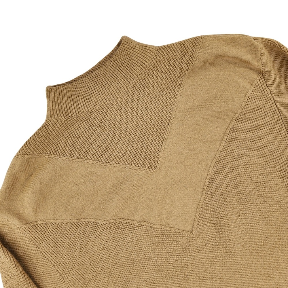 H&M Mock Neck Sweater Womens S Tan Relaxed Batwing Knit Cropped
